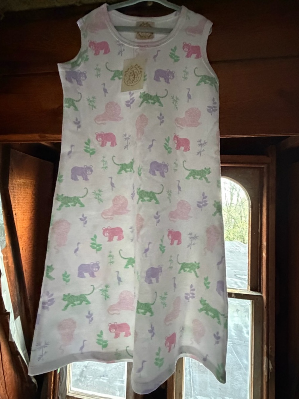 Sleeveless Kids Pajama Dress in Pastel Animal Print